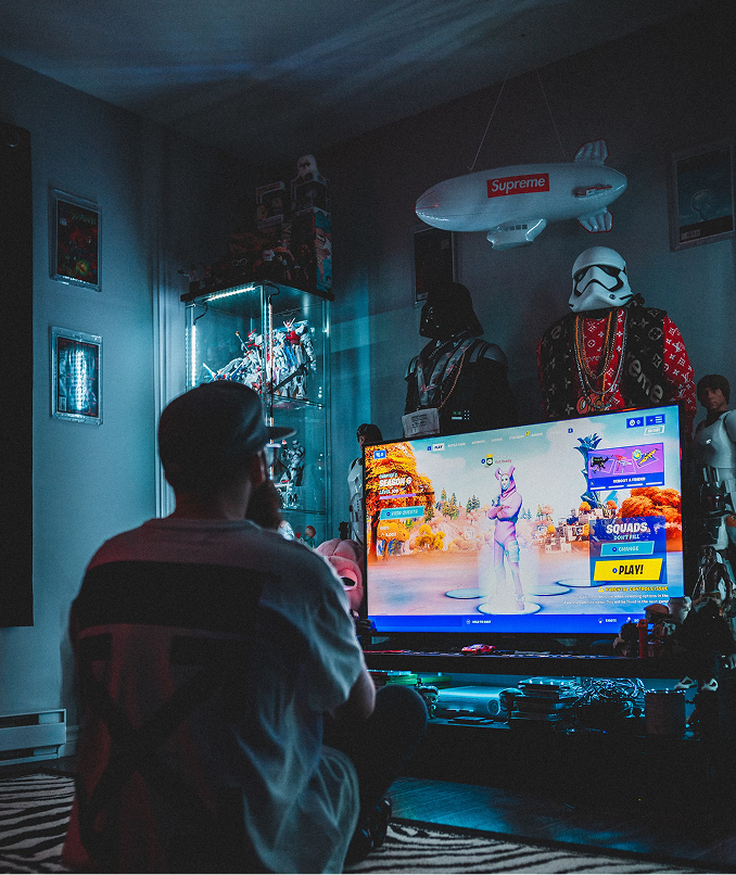 man play video game